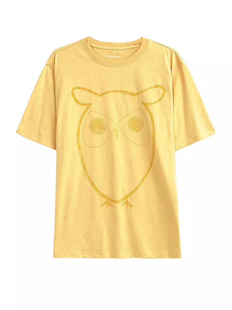 KNOWLEDGE COTTON APPAREL T-Shirt BIG OWL gelb