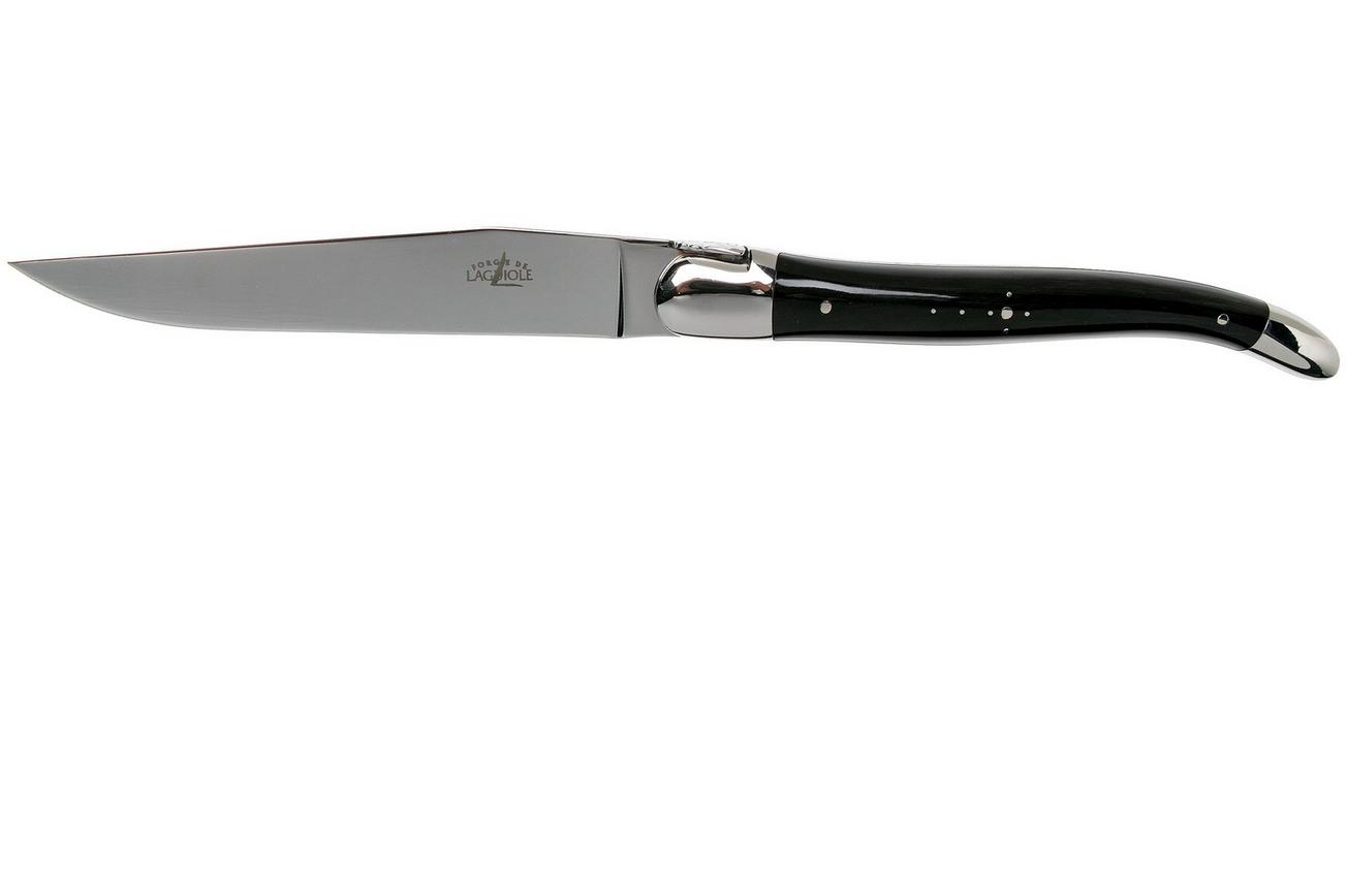 Forge de Laguiole set van 6 steakmessen zwart hoorn, T62MINBN