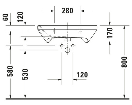 DURAVIT DuraStyle rolstoeltoegankelijke wastafel 65 x 60 cm glanzend wit 2329650000