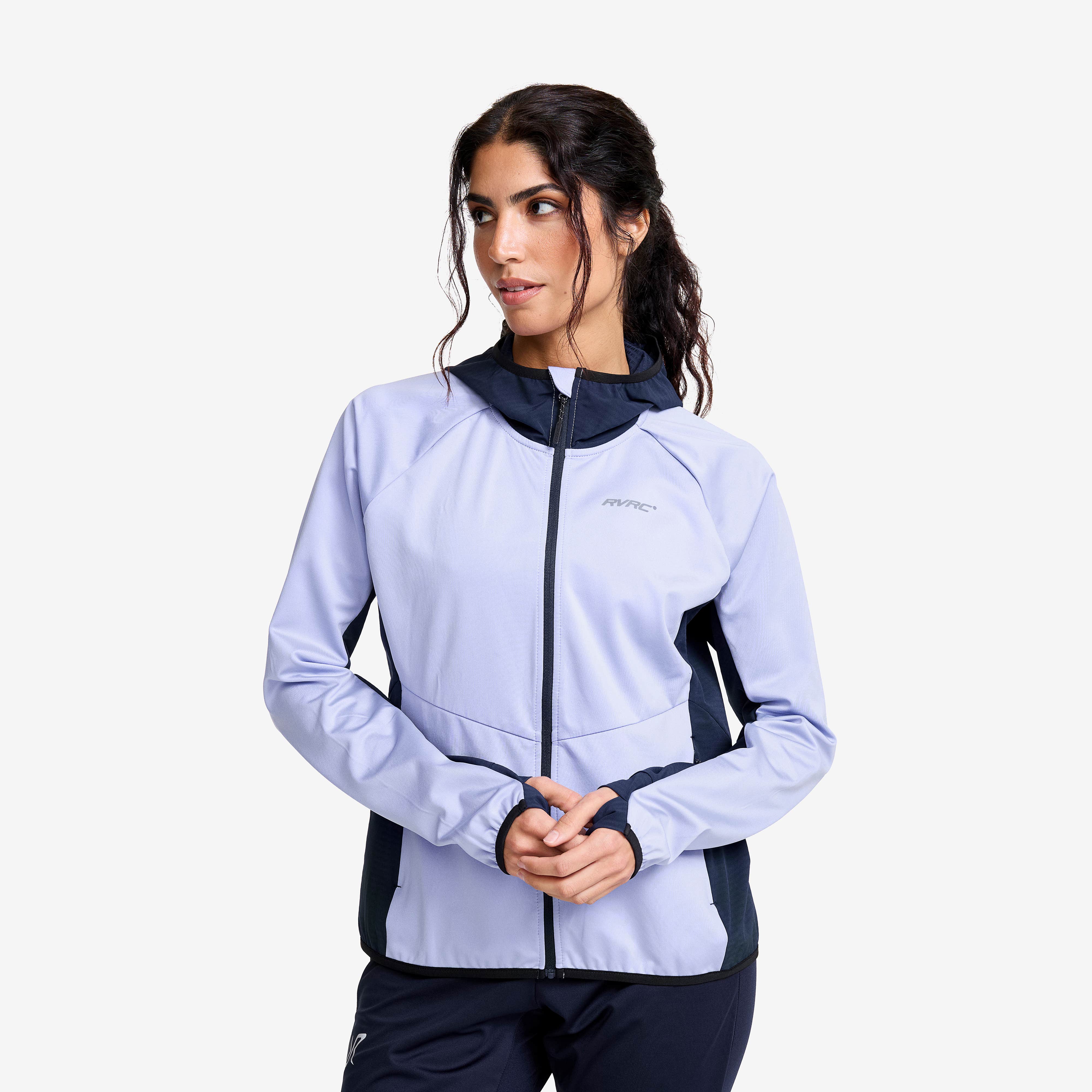 Pace Hooded Wind Jacket Dame Bright Lavender/Navy