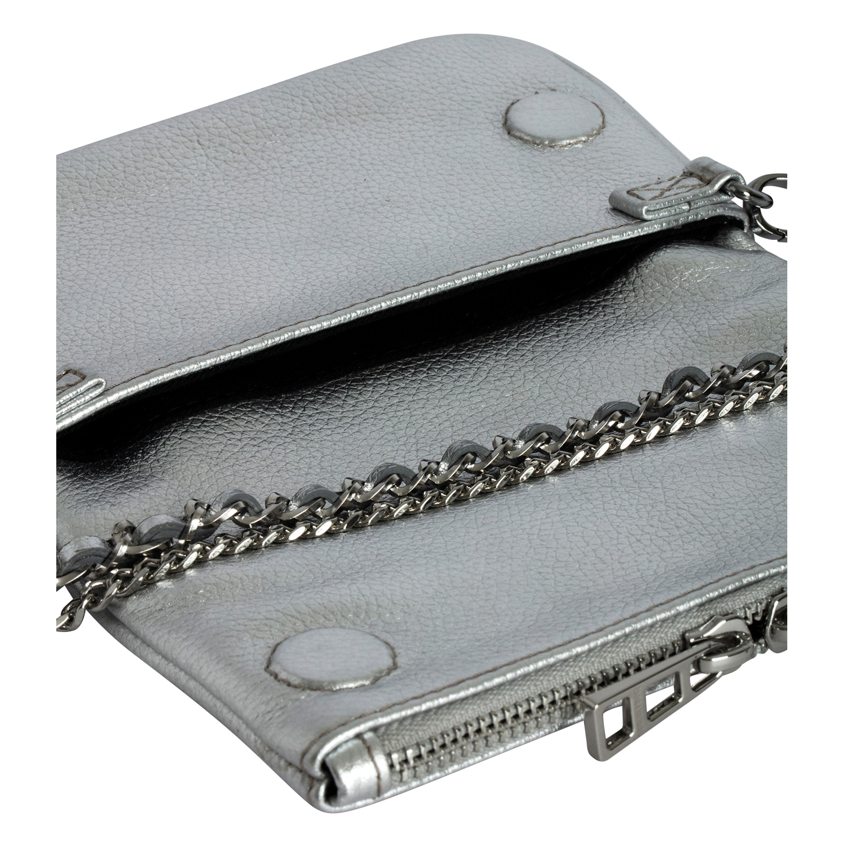 ROCK NANO - Pochette en cuir grainé métallisé | Gris