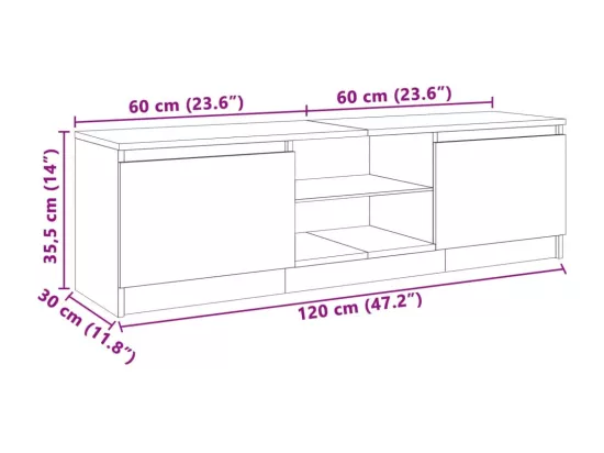 Meuble TV avec lumières LED Noir 120x30x35,5 cm