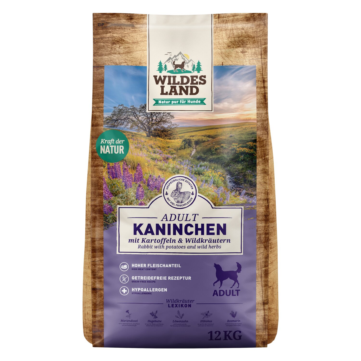 WILDES LAND Trockenfutter Classic Adult  - 1 kg - Kaninchen