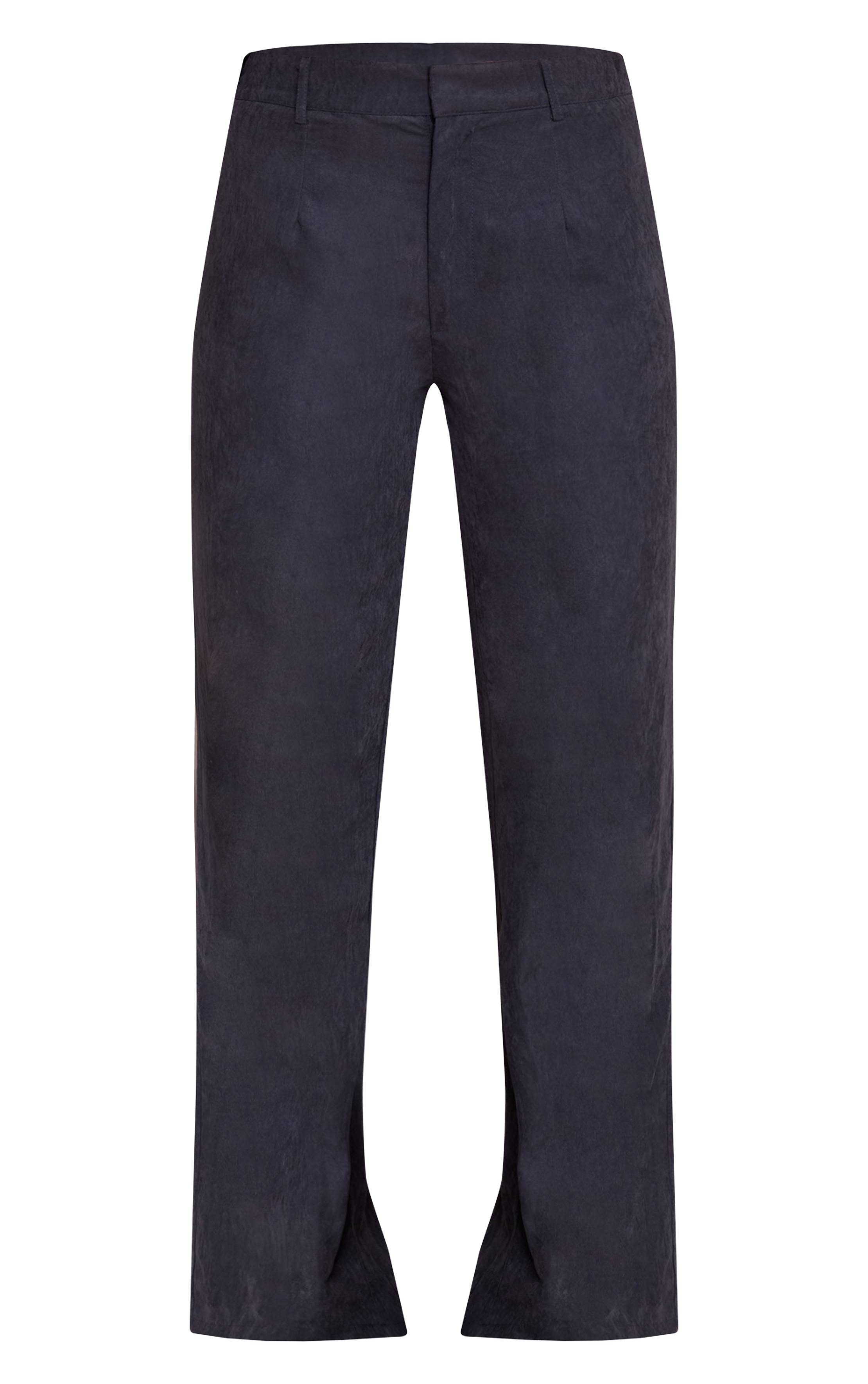 Bleu Marine Pantalon Droit Peau De Pêche