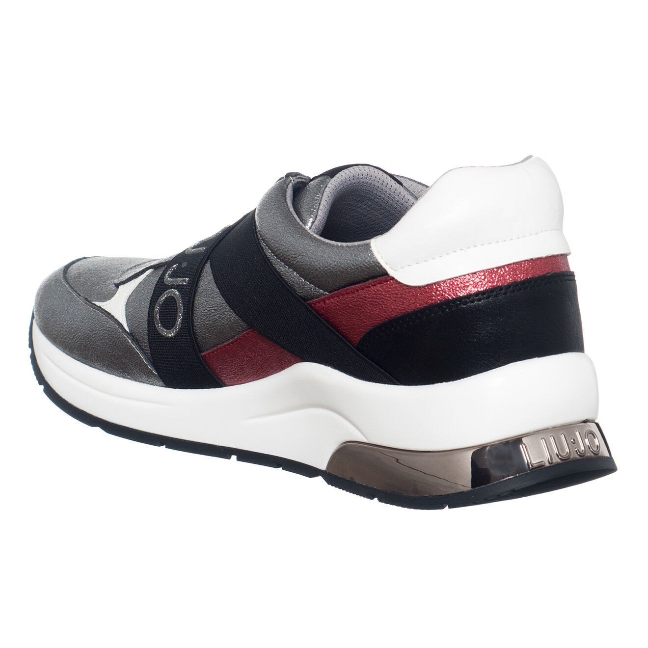 Liu-Jo Sneakers en Cuir Karlie argenté/rouge métallisé