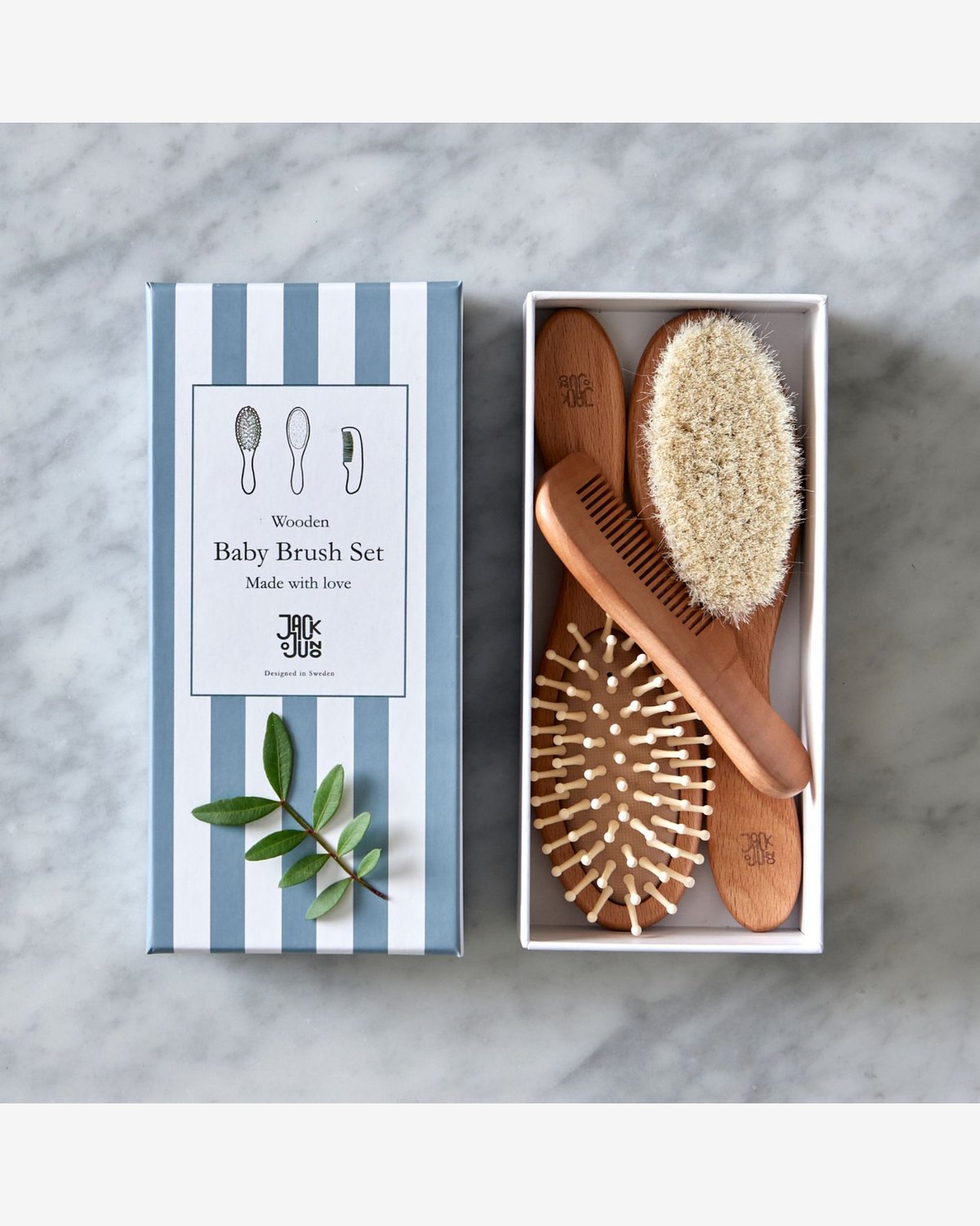 Hårbørste Sett 3pk – Baby og Barn 0-5år | Wooden Brush Set