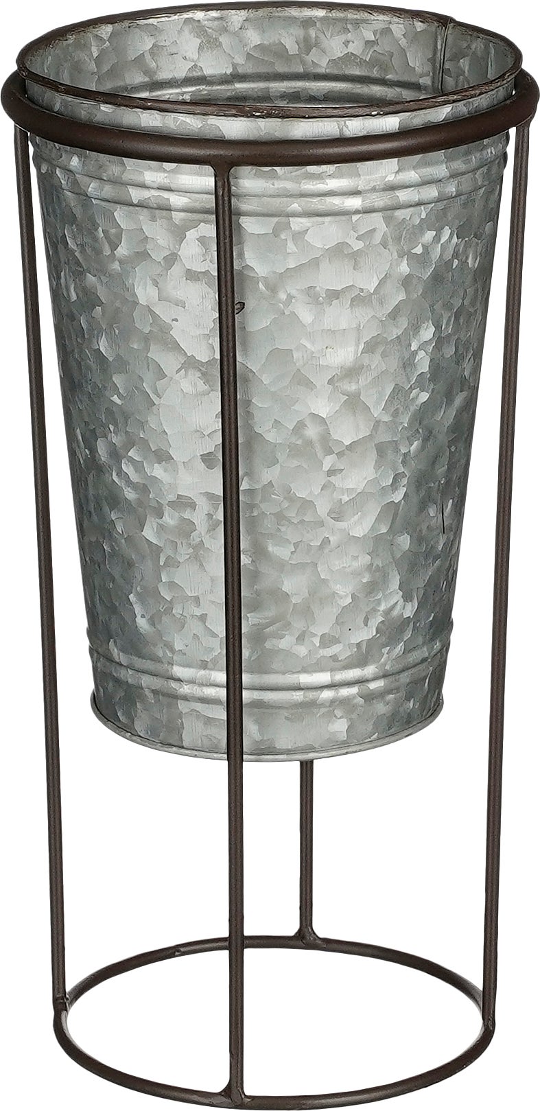 Mica Decorations bloempot Clara zilver / zwart D 19 H 31 cm