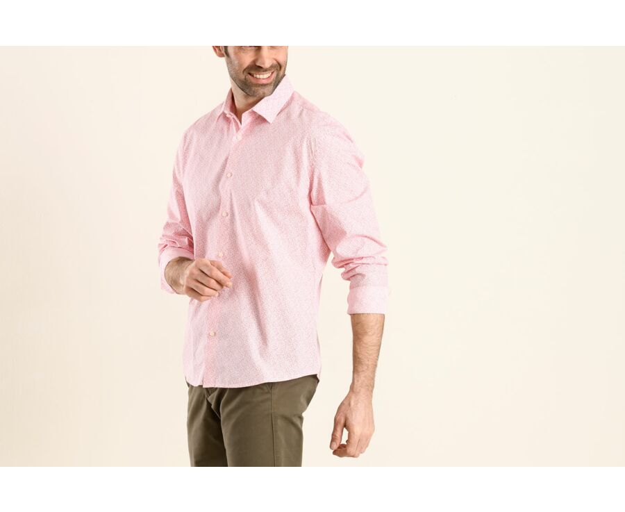 Chemise blanche imprimée motifs rouges - Col français - MARIUS