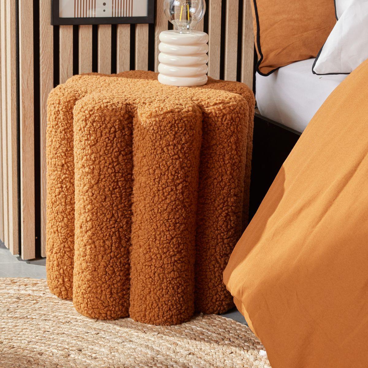 POUF CANNELE TEDDY 38X38X40CM REGLISSE MOKA