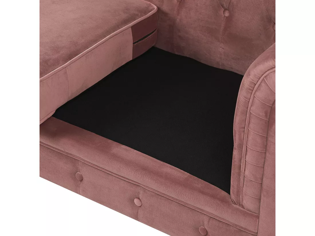 Ensemble canapé et fauteuil en velours rose 4 places CHESTERFIELD