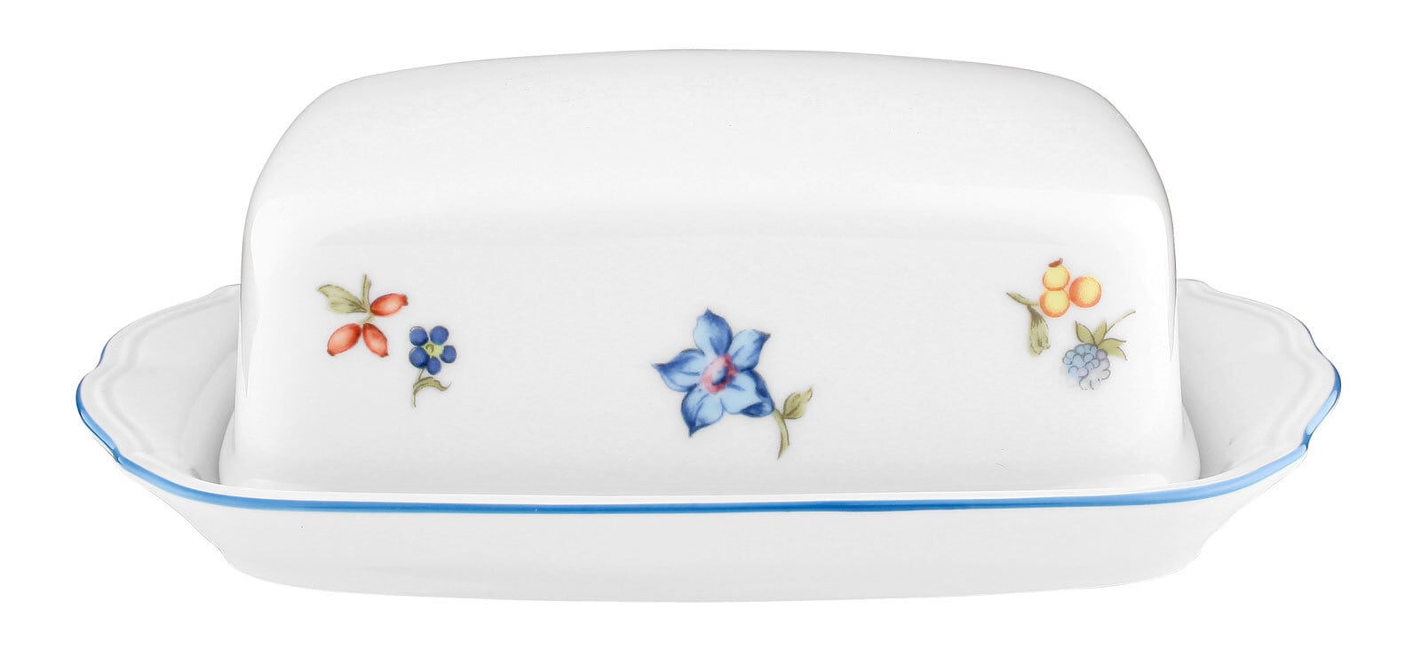 Seltmann Weiden Butterplatte mit Deckel SONATE NOSTALGIE Weiß mit Streublumendekor