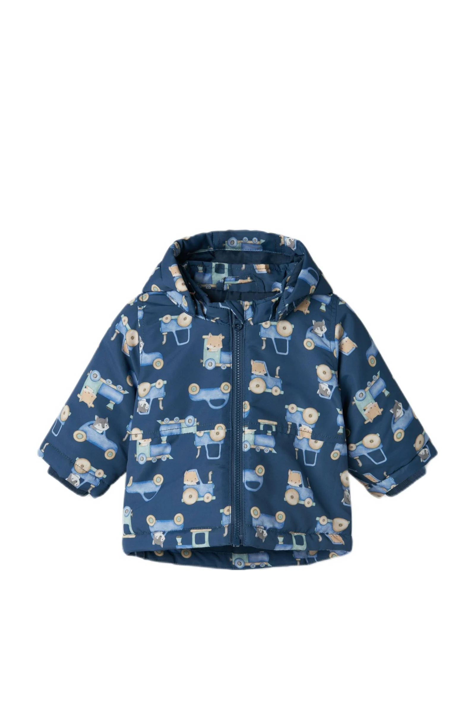 NAME IT baby  winterjas NBMMAX met all over print donkerblauw