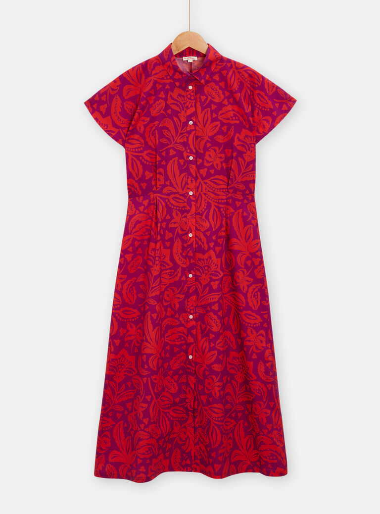 Robe chemise violette à imprimé fleuri pour femme