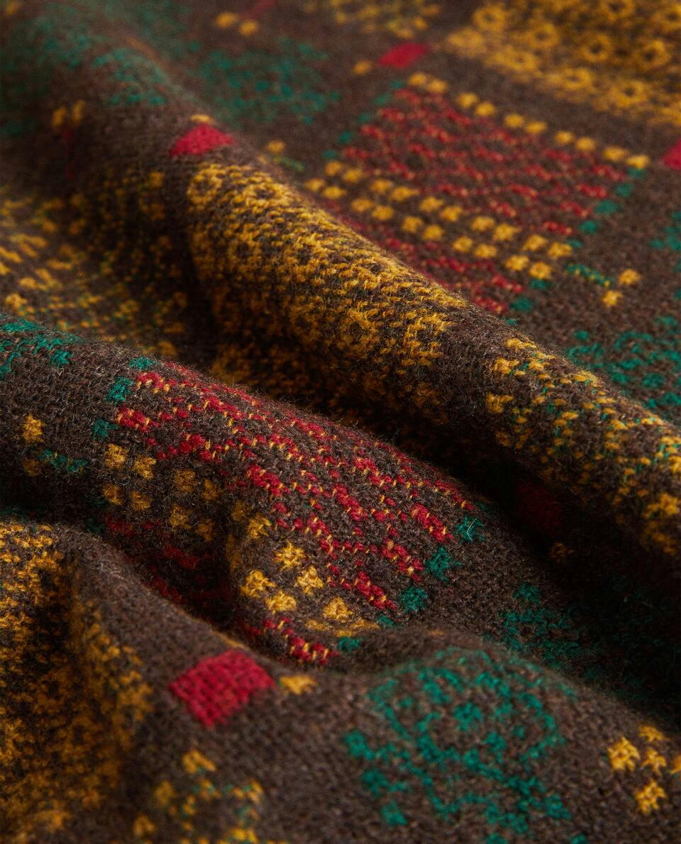 Manta de lã jacquard multicolorida para o Natal