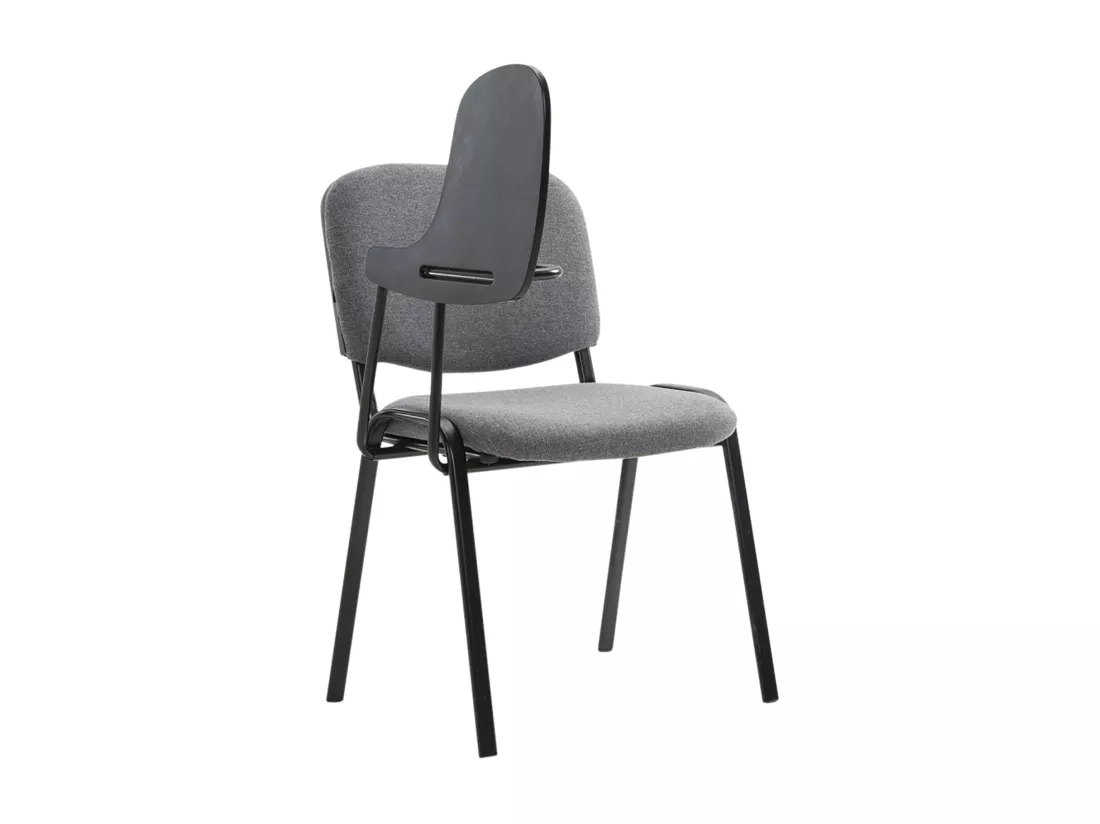 Lot de 4 Chaise de conférence - Tissu & Métal noir mat - Gris - Ken