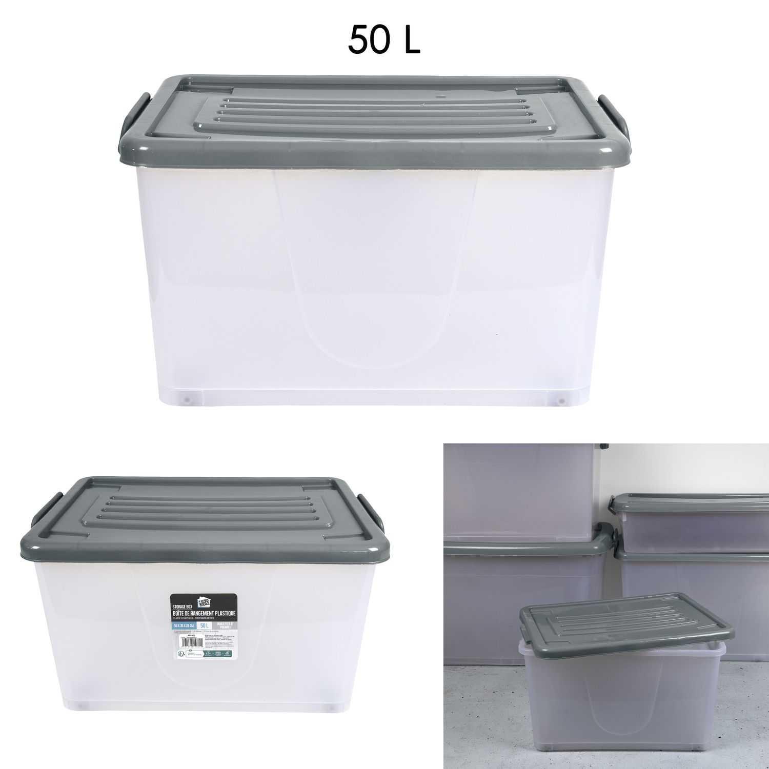 BOITE RANGEMENT PLASTIQUE 50L