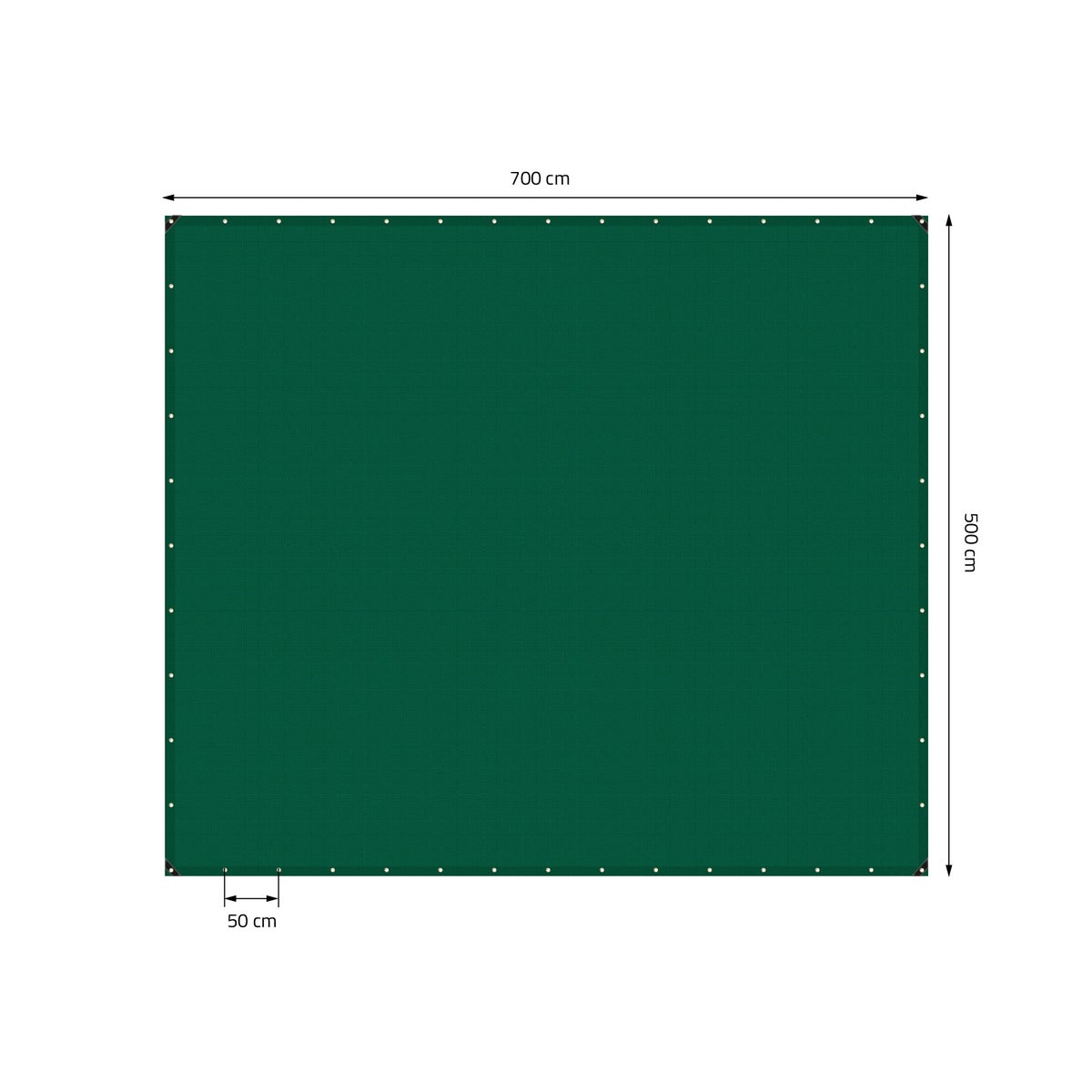 ECD Germany Premium Tarpaulin, geweven zeildoek met ringen, 5x7m (35m²), 650g/m², groen, PVC, waterdicht, scheurvast, 10 haken, geschikt voor vrachtwagens, boten, tuinen, hout en tuinmeubelen, zwembaden en auto's