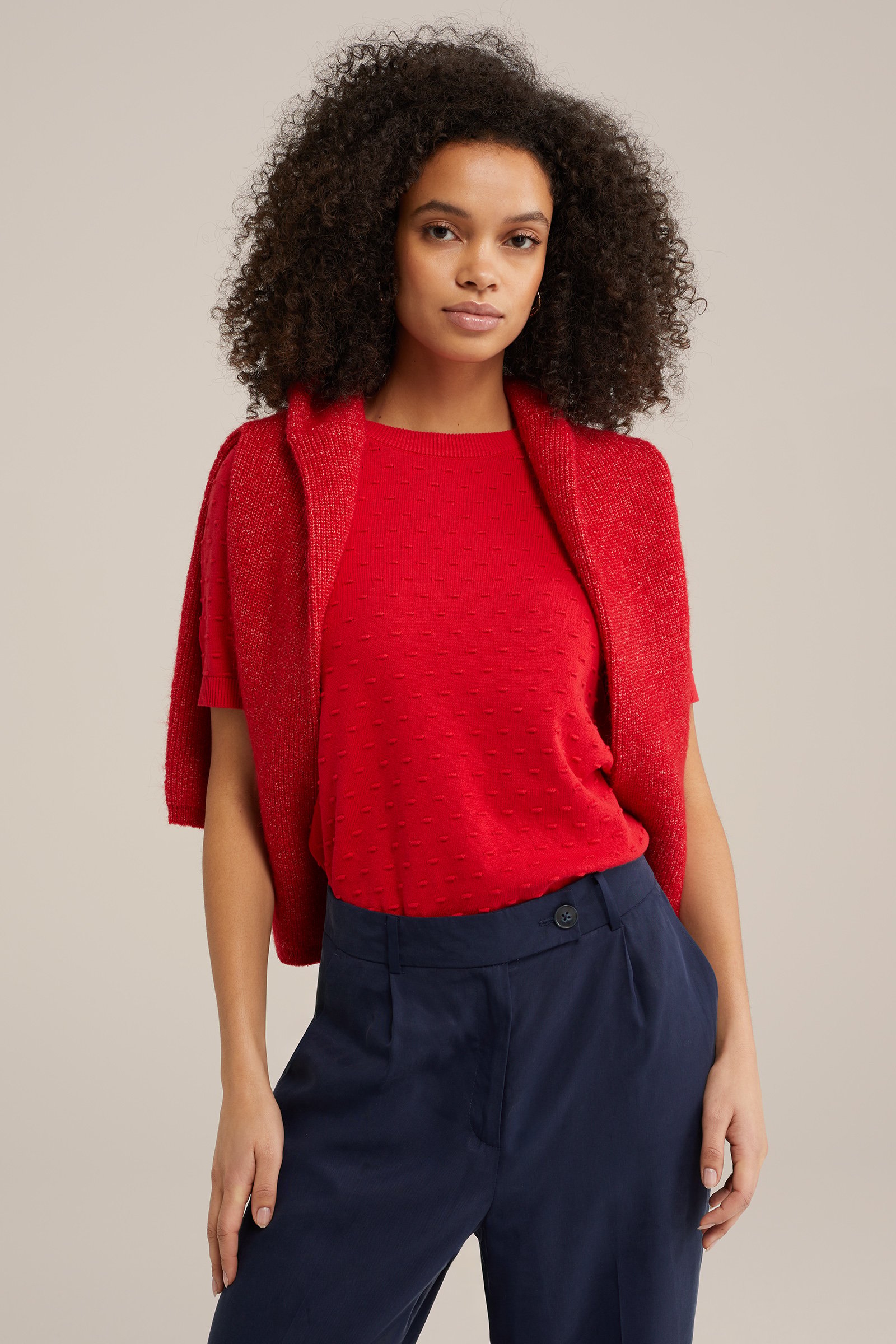 trui met structuur WE Fashion Donkerrood