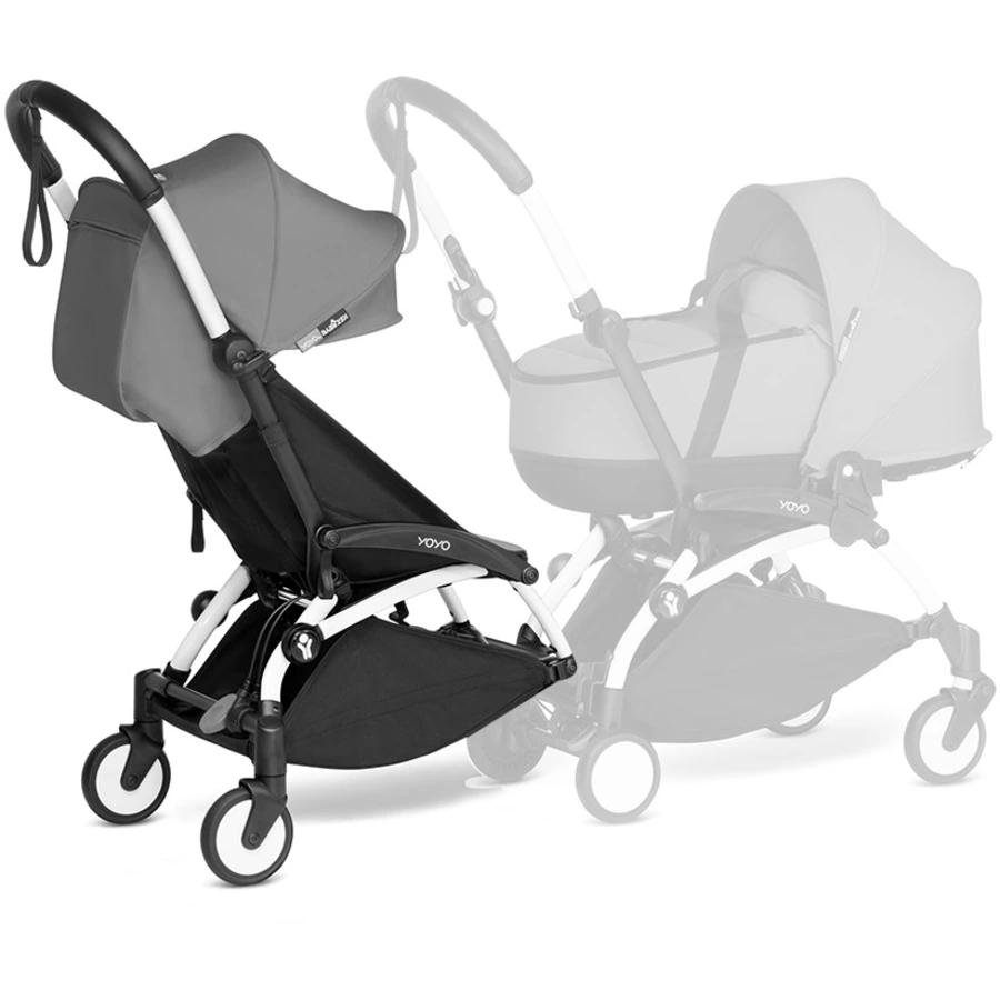 BABYZEN Kinderwagen YOYO 6+ connect White mit Textilset Grey