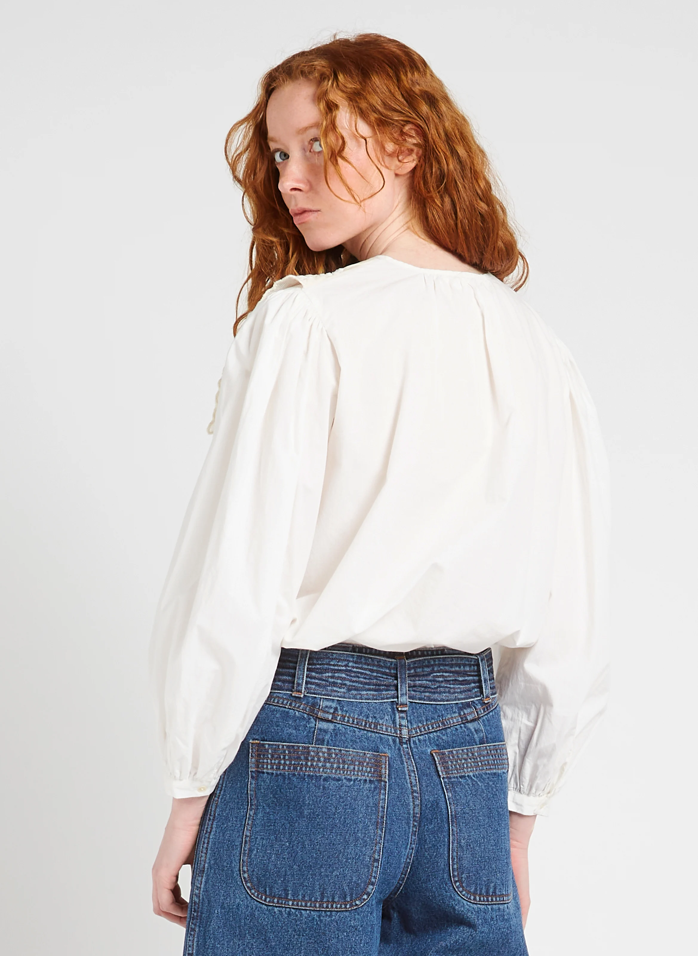 KITALLE - Chemise brodée en coton bio | Blanc