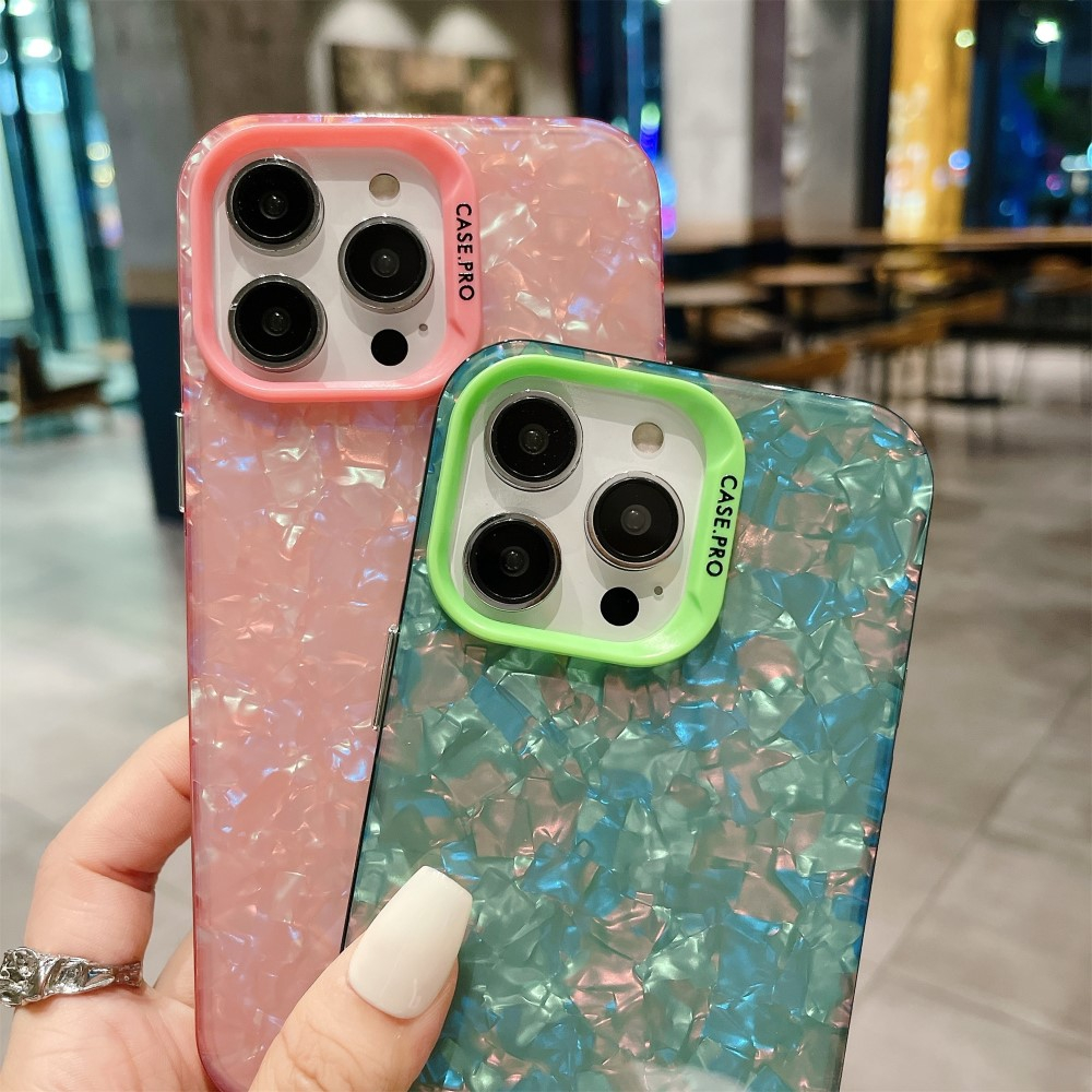 iPhone 15 Pro Max Hybrid Hardcase Hülle mit Acryl Rückseite im Glitzer Design - Weiss / Transparent