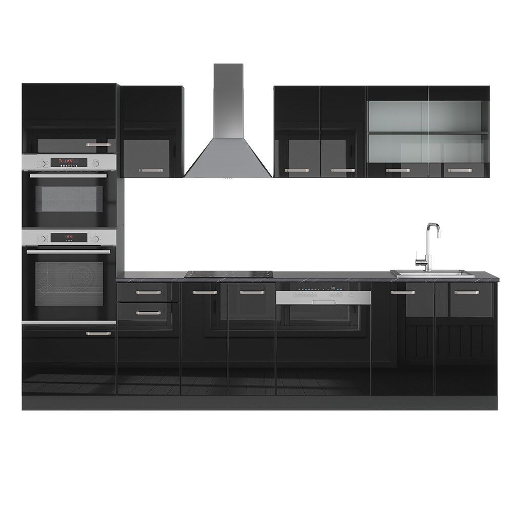 Vicco Küchenzeile R-Line Solid Anthrazit Schwarz 300 cm modern Küchenschränke Küchenmöbel