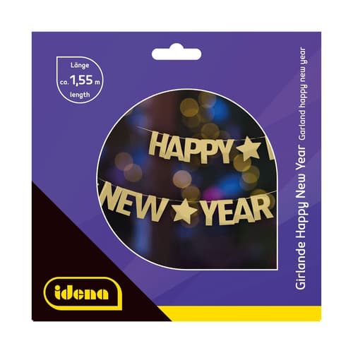 Idena Girlande Happy New Year gold /silber 160cm