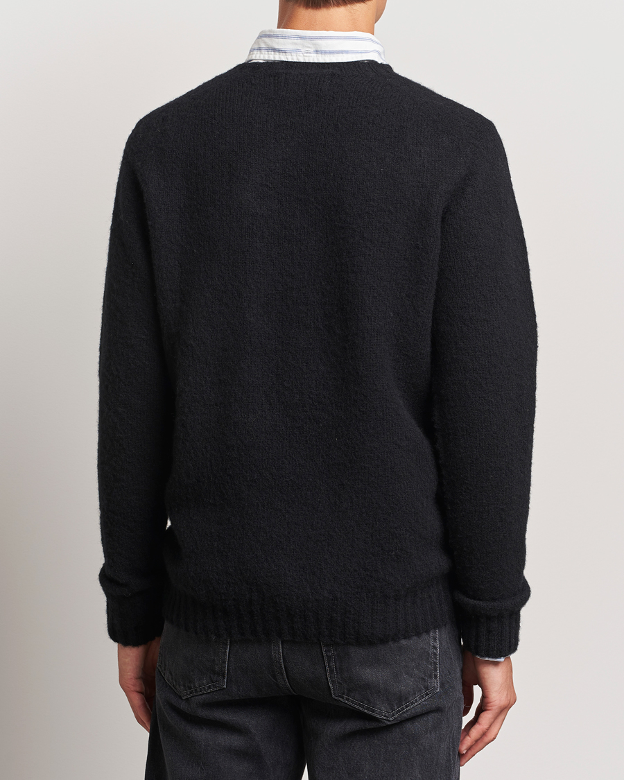 Harley Of Scotland Brushed Supersoft Lambswool Crewneck Black