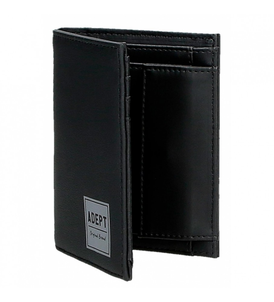 Carteira vertical Joumma Bags Adept Mark com porta-moedas, preta