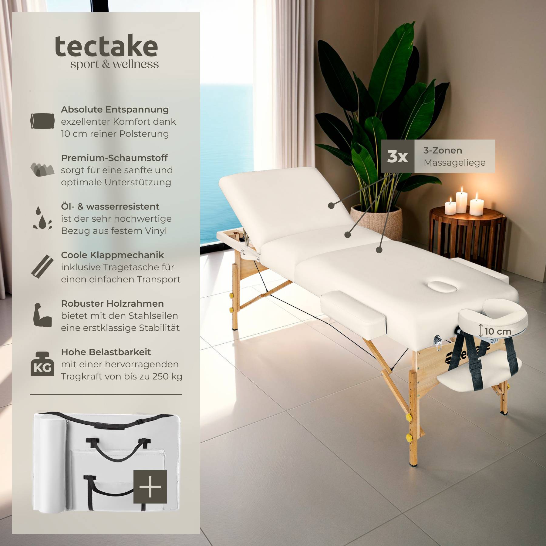 3 Zonen Massageliege