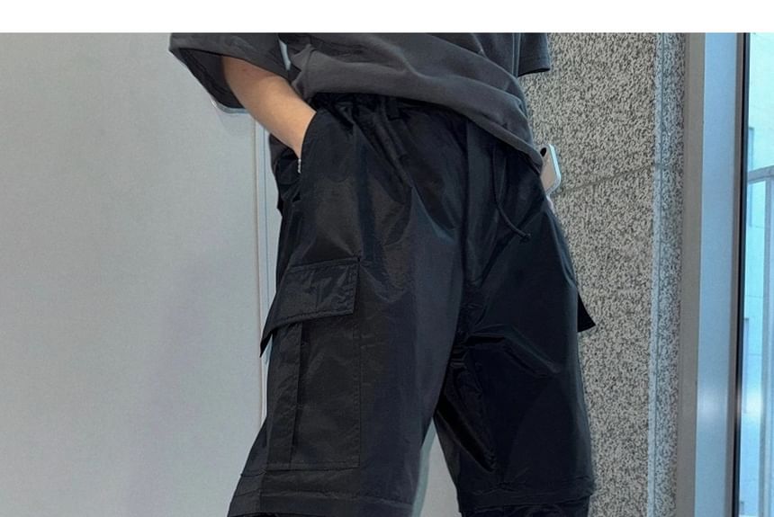 SeoulPop - Effen tweeweg cargobroek met elastische taille