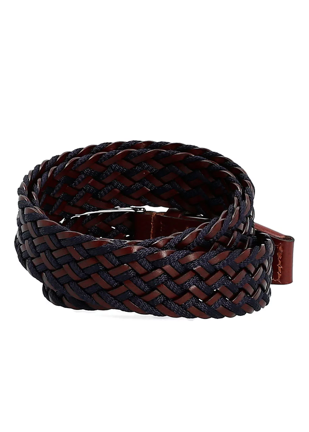 CEINTURE MIA CUIR TRESSE MARINE