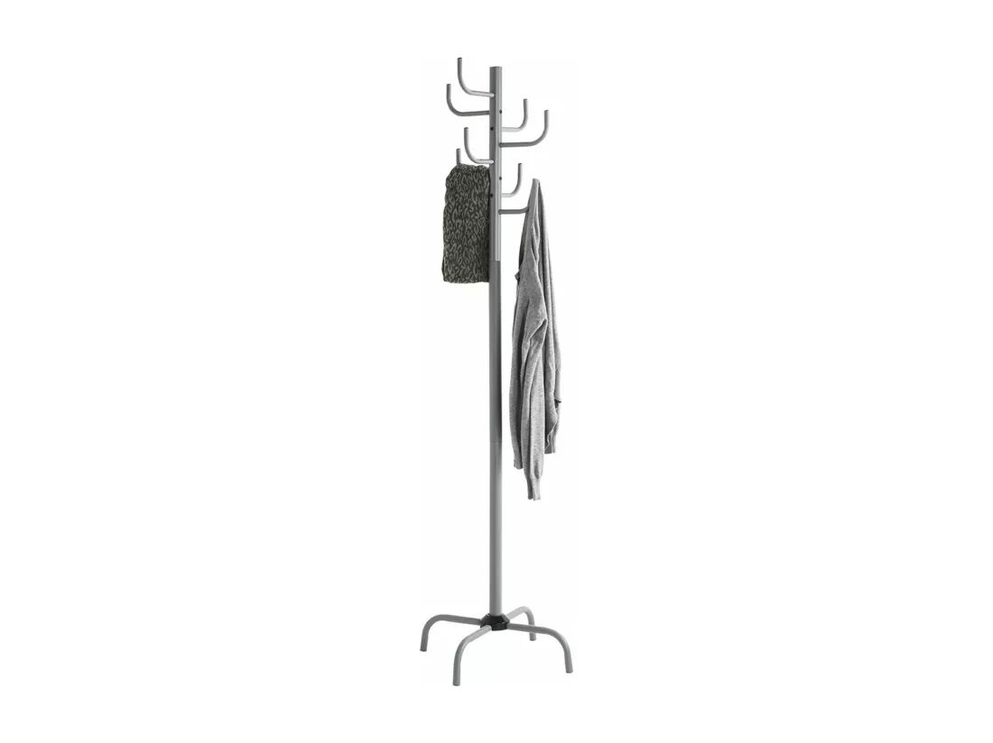 Porte-manteau avec 8 crochets en métal coloris gris - diamètre 37 x hauteur 180 cm
