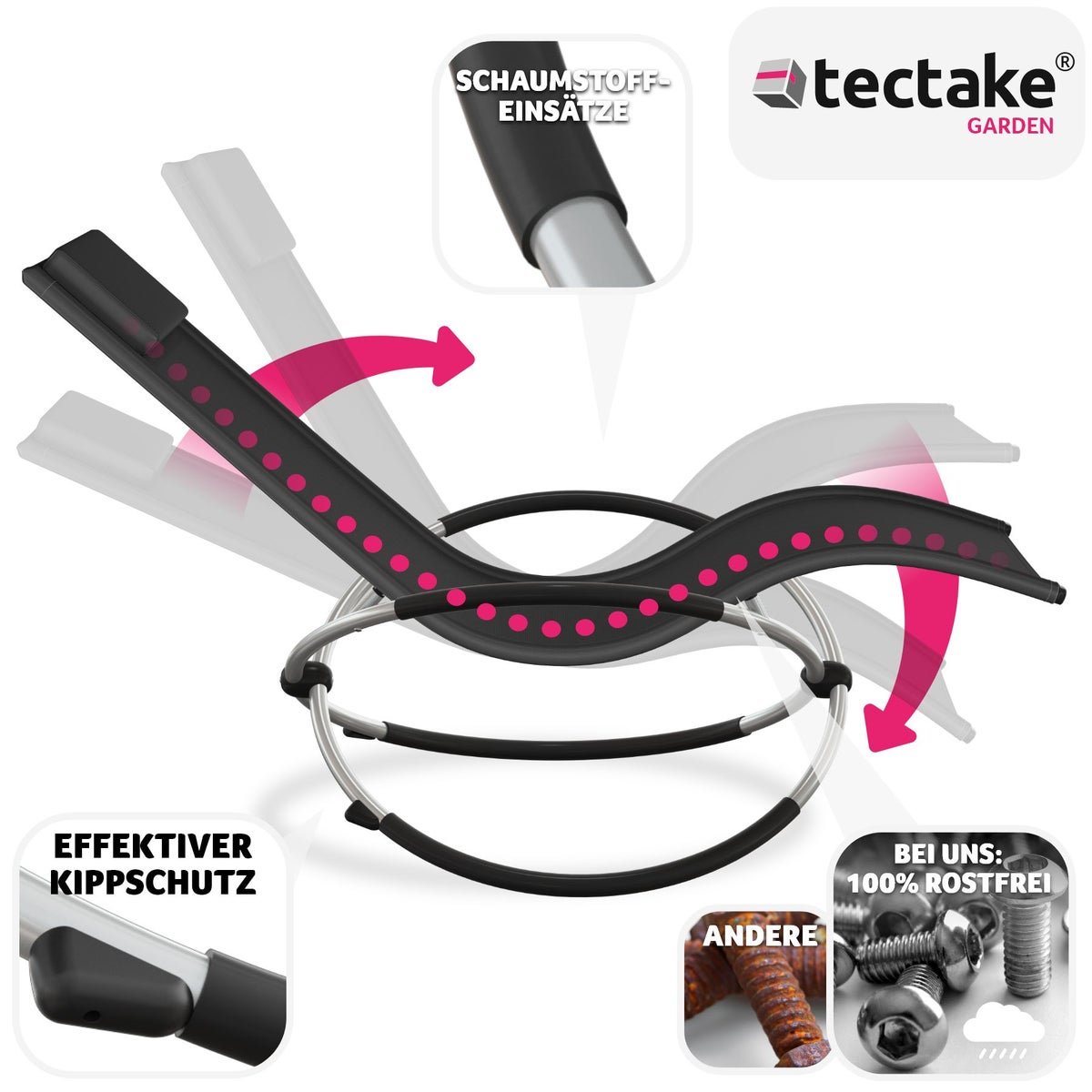 tectake Paulina ligstoel met Textilene 150 x 73 x 93 cm