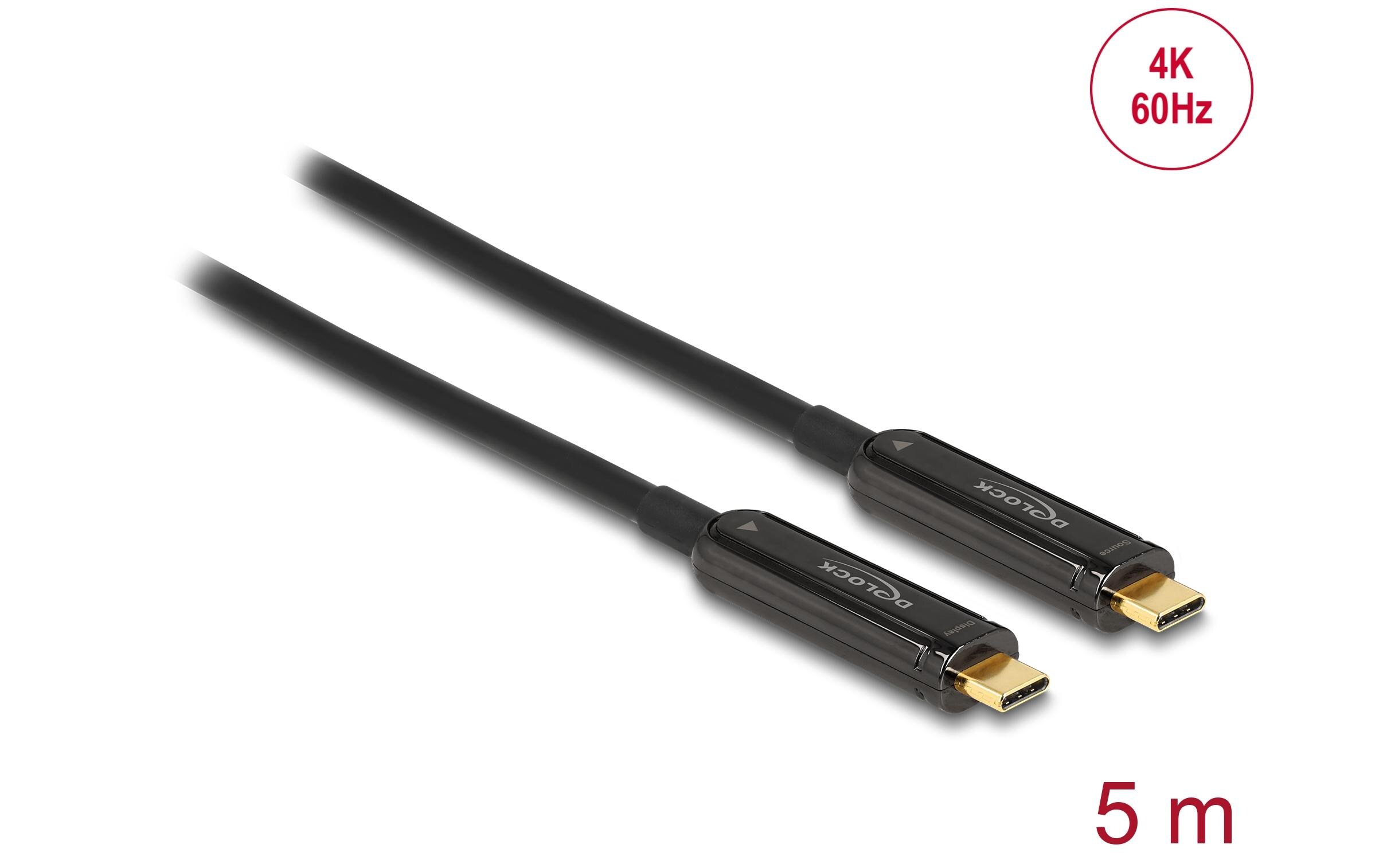 Optisches Kabel 4K 60 Hz USB Type-C - USB Type-C, 5 m<br>Delock Aktives Optisches USB-C Video Kabel 4K 60 Hz 5 m