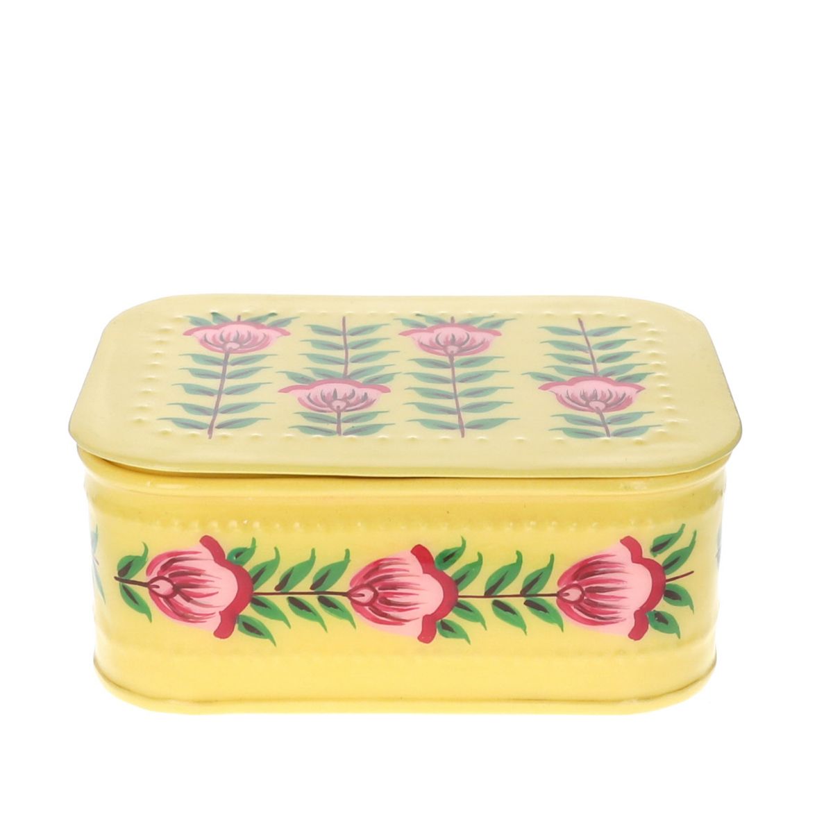 Boite métallique jaune à fleurs Pondie Chérie