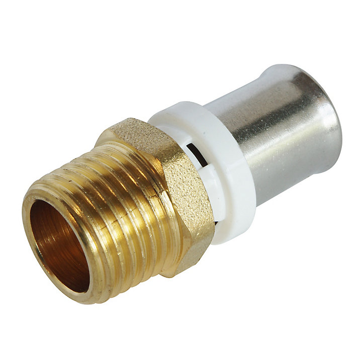 Raccord droit à sertir pour tube Multicouche Ø16 - droit mâle 15/21 (1/2