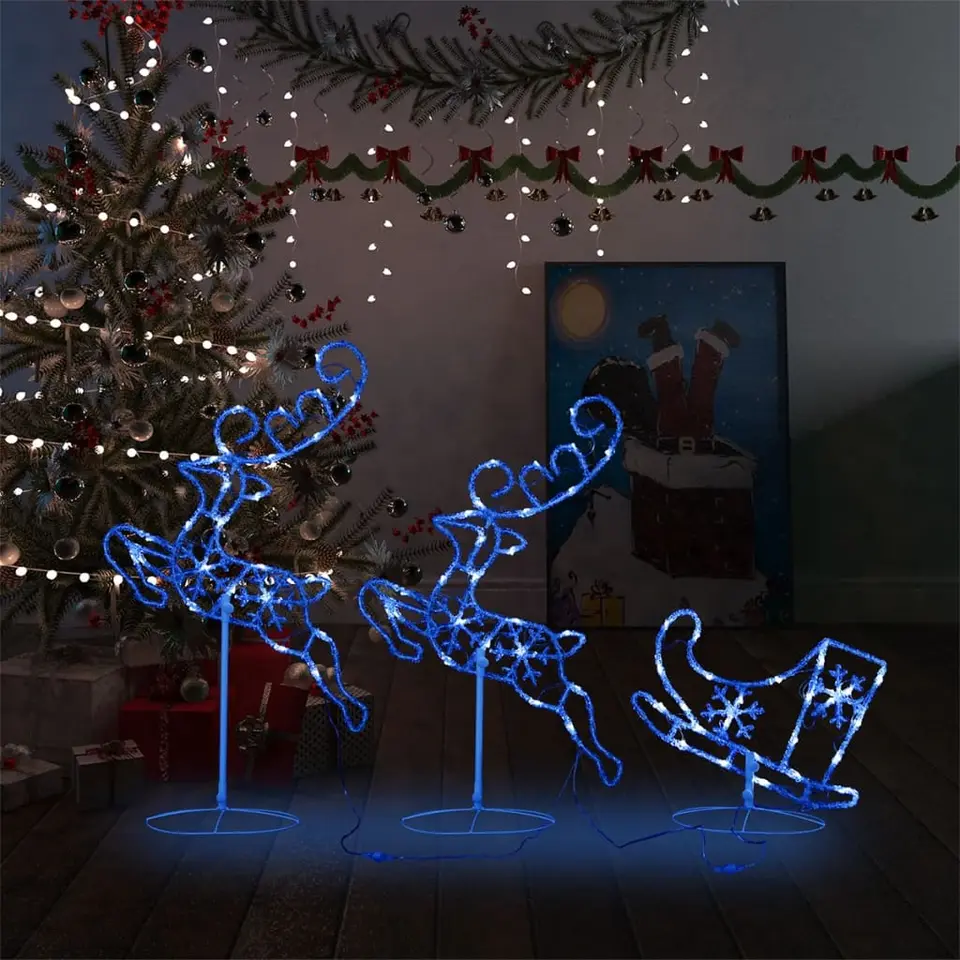 vidaXL - Kerst Rendier En Slee - Blauw