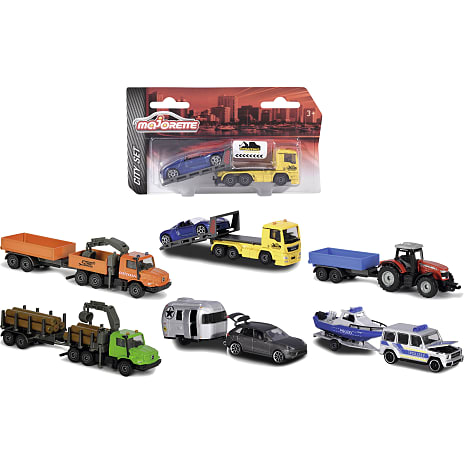 Majorette biler m. trailer 13 cm – flere varianter - assorteret