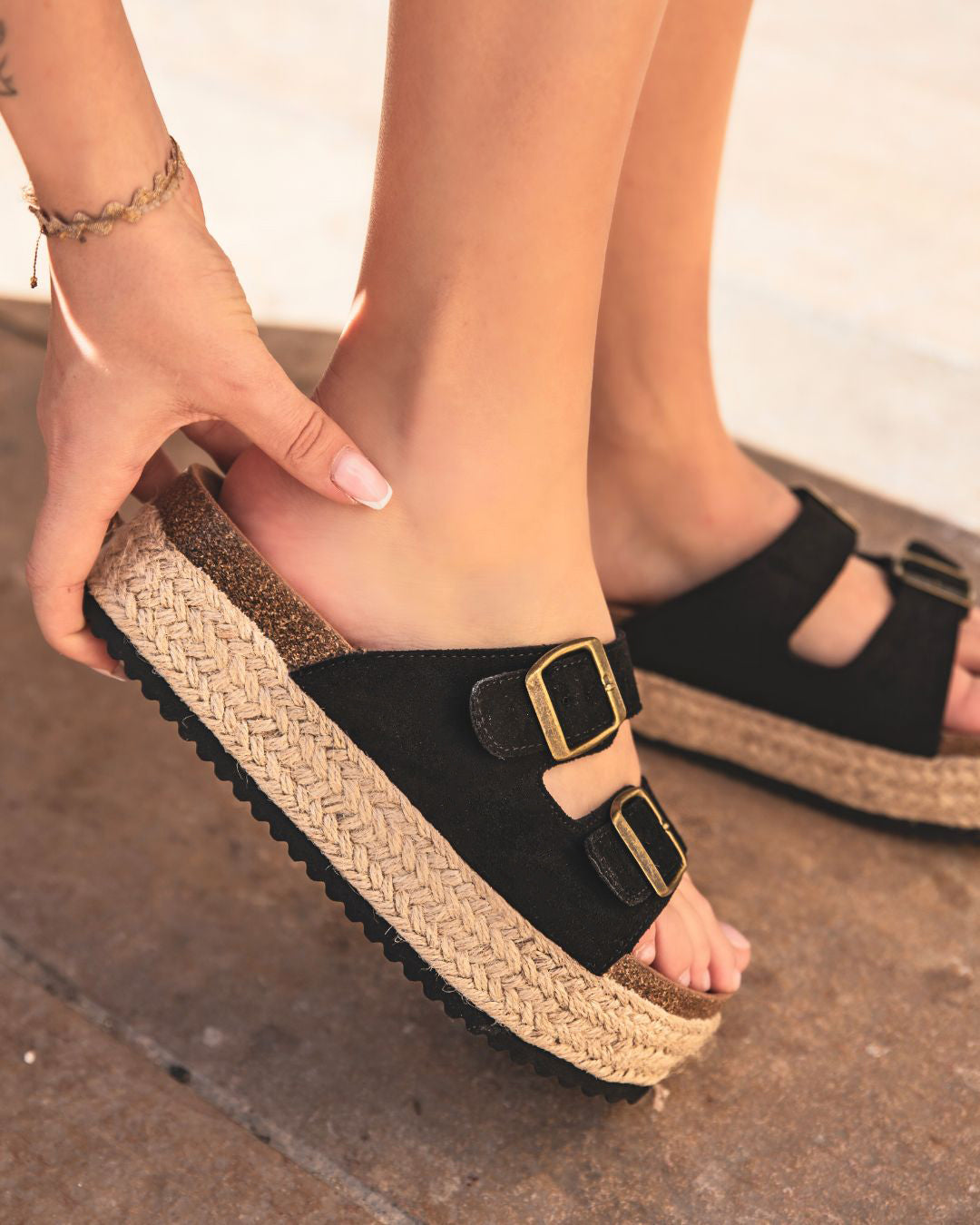 Sandale femme plateforme mule noir - Sonia