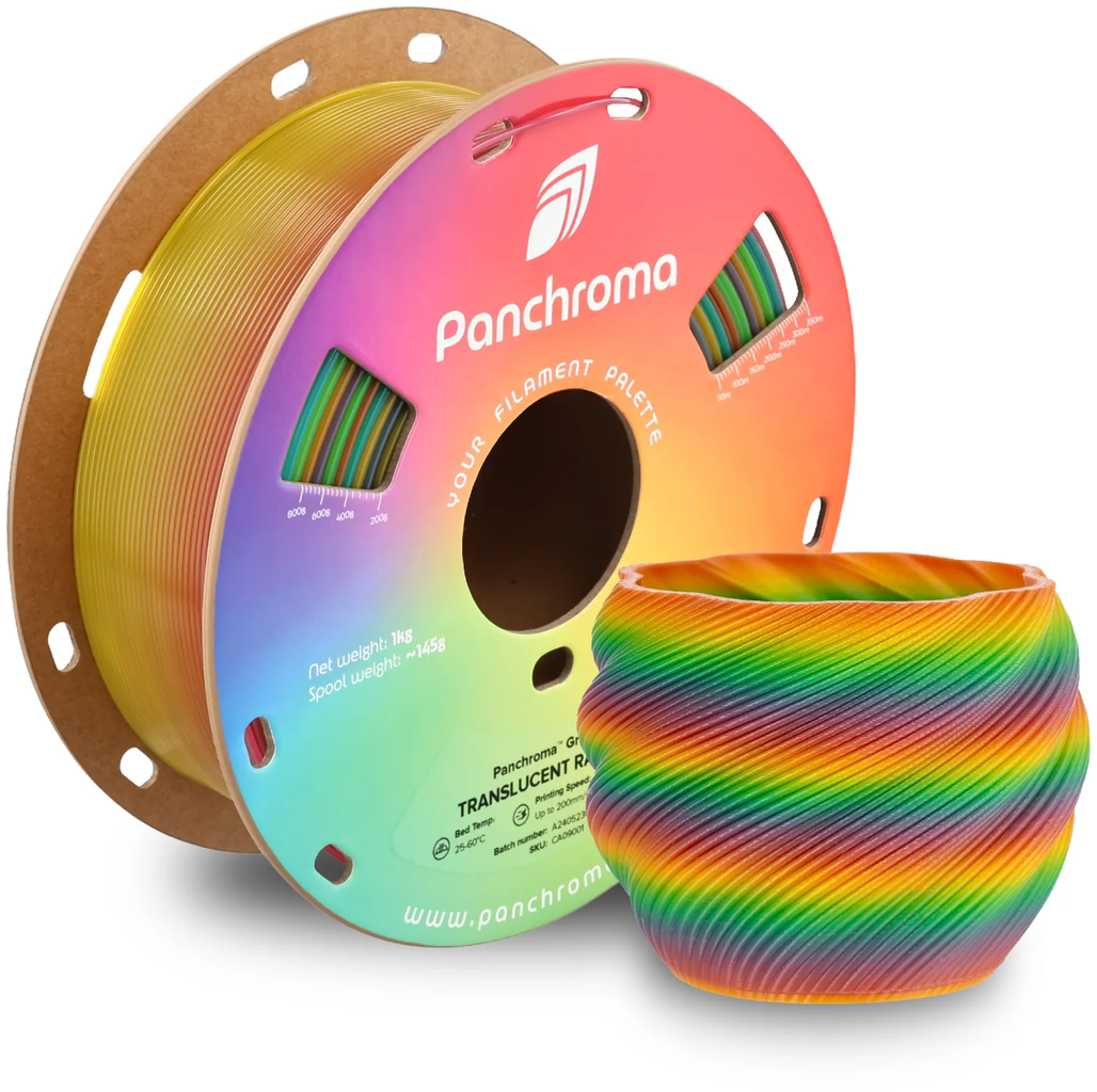 Polymaker  Panchroma™ PLA Gradient Translucent Rainbow, 1,75 mm / 1000 g    Farbwechseleffekt in Translucent Rainbow