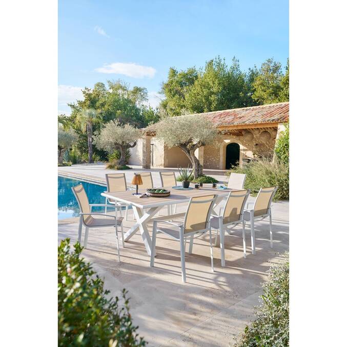 Table de jardin AXIOME Eucalyptus & Blanc