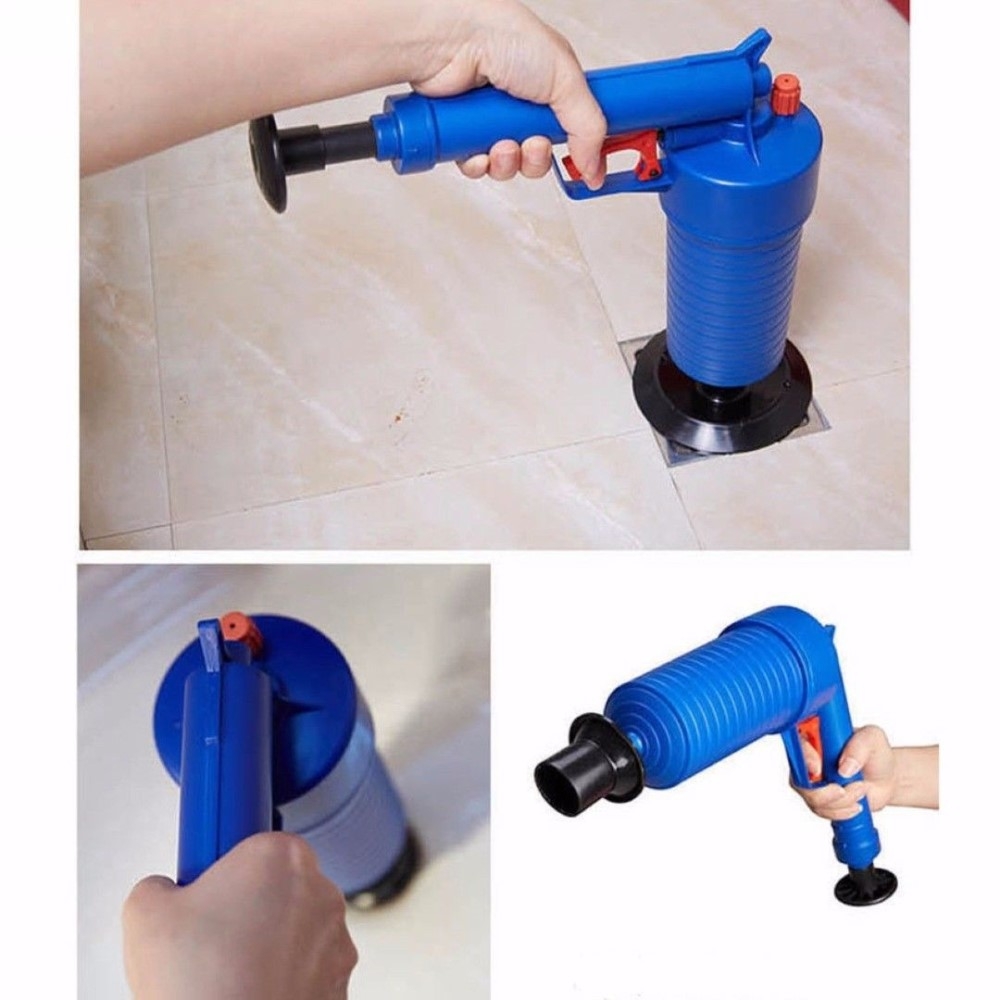 Pressluft Druckluft Rohrreinigungspistole Abfluss Pumpe für WC / Bad / Küche   4 Aufsätze