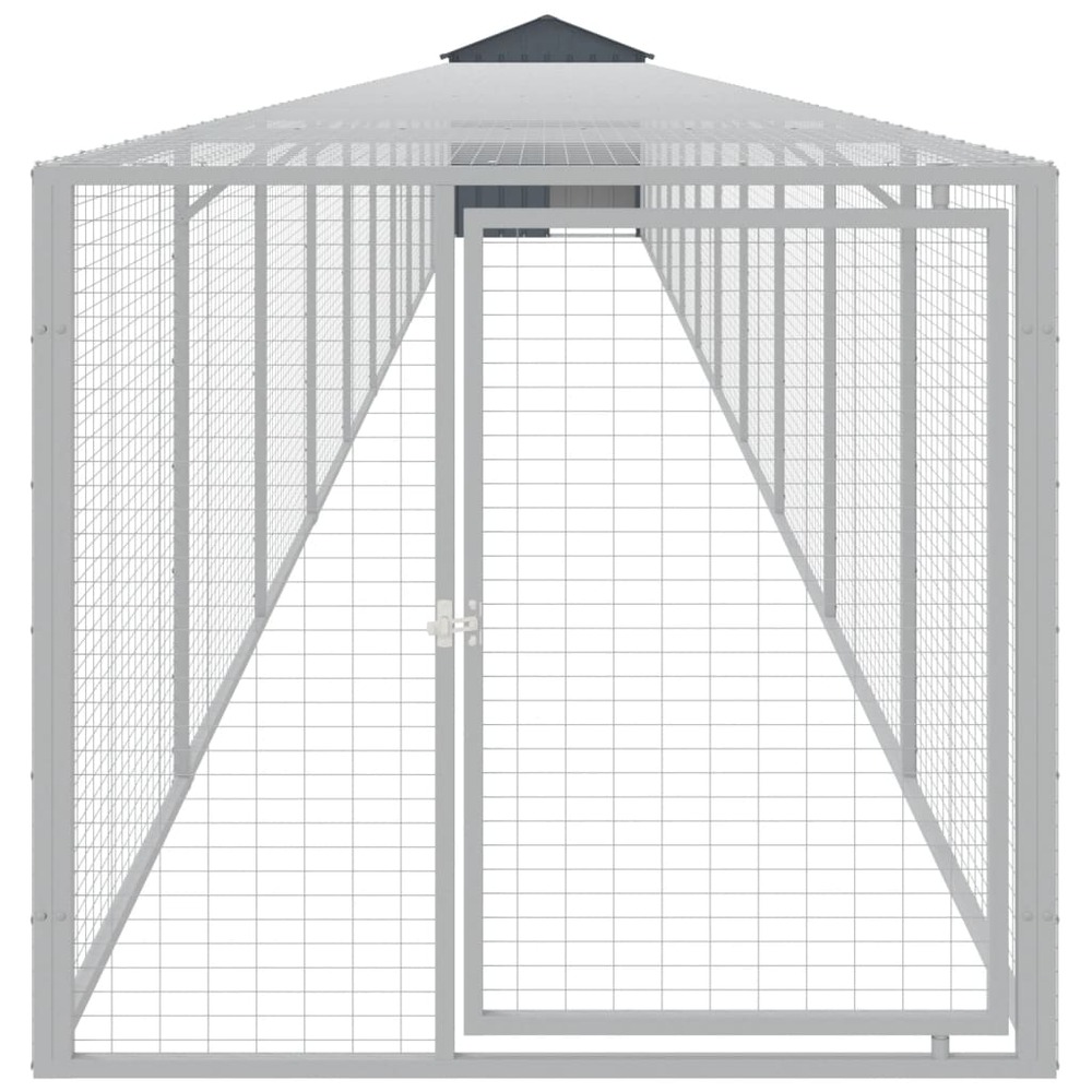 Poulailler avec cour anthracite 117x1221x123 cm acier galvanisé