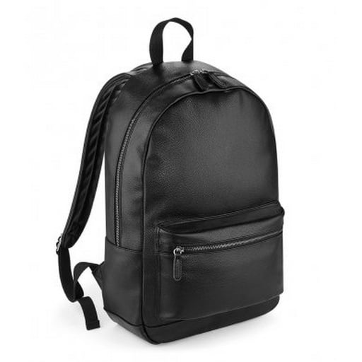 Mochila Bagbase com aparência de couro sintético (preta)