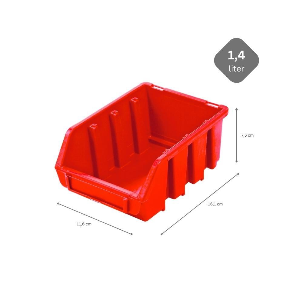 PROREGAL SuperSaver Set 5x Opbergdoos 2 HxBxD 7,5 x 11,6 x 16,1 cm Polypropyleen Rood