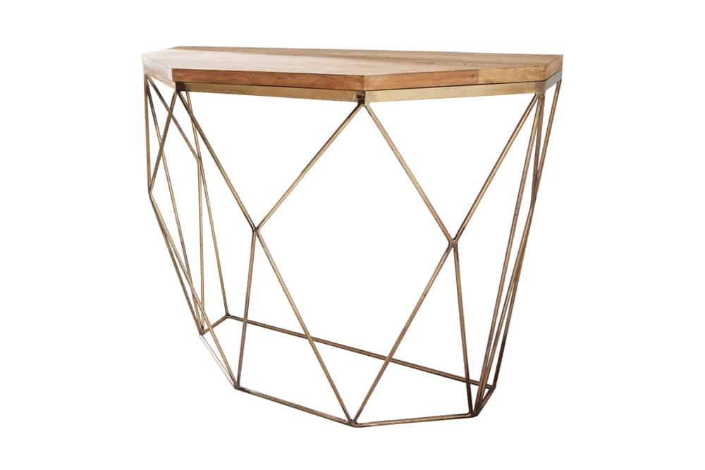 Filigrane Konsole DIAMOND 90cm Mango messing Massivholz Metall
