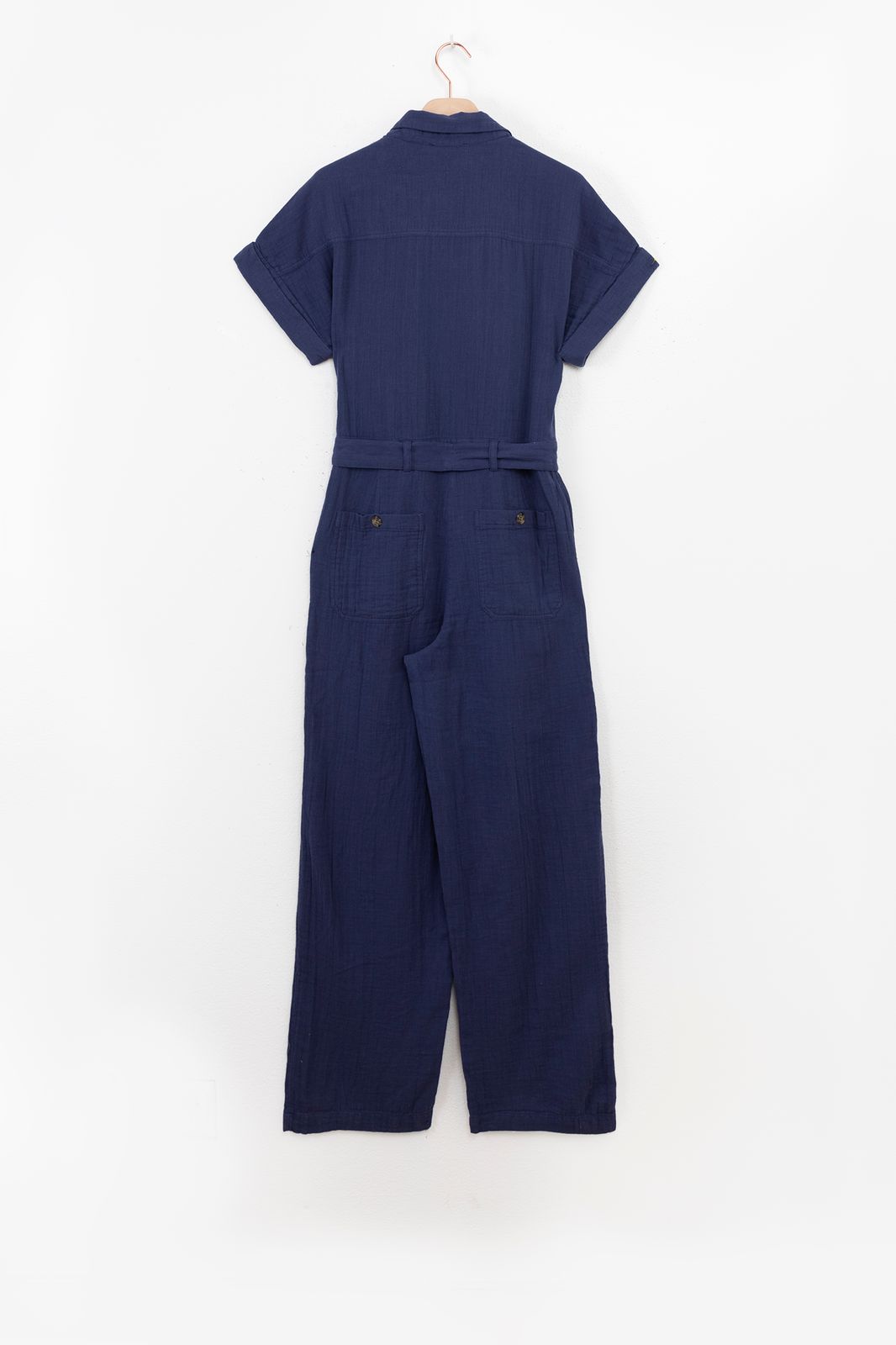 Blauwe jumpsuit met reverskraag