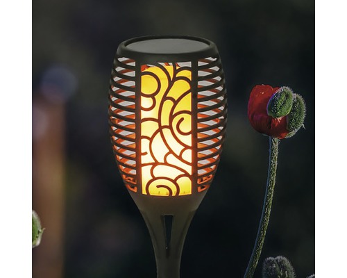 LED zaklamp Lafiora 1 st. zonne-energie buiten H 75 cm geel