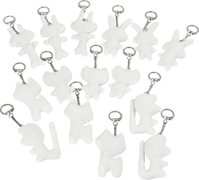 Stoffigurer Med Nøglering - Str. 6-10 CM - Hvid - 15 Stk